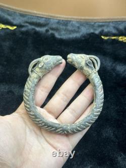Beautiful very rare ancient Greek Roman bronze bracelet with deer heads