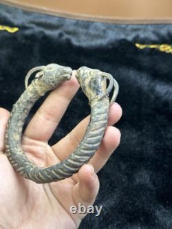 Beautiful very rare ancient Greek Roman bronze bracelet with deer heads Beautiful very rare ancient Greek Roman bronze bracelet with deer heads
