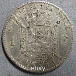 Belgium 1 Franc 1869 Variety O open, Leopold II. Unpublished, Very Rare.