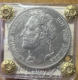 Belgium Currency Leopold I 5 FRANCS 1844 Very RARE Sealed qSPL SUBALPINE