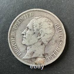 Belgium Leopold I Very Rare and Beautiful 5 Francs 1858 Mintage 18,512