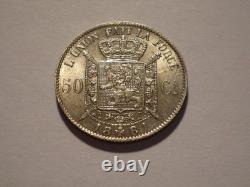 Belgium Leopold II 1881 50 cents in silver. Very rare. 13saz31