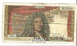Billet 500 Nf Moliere 1st Edition 2nd July 1959 Letter B Very Rare