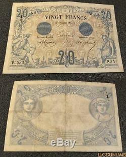 Black 20 Francs Type 1873 W. 332 08/17/1875 Ttb Tb Very Rare
