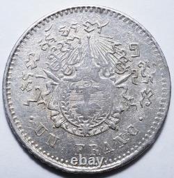 Cambodia Very Rare 1 Franc Silver 1860 Issue from Phnom Penh (1899)