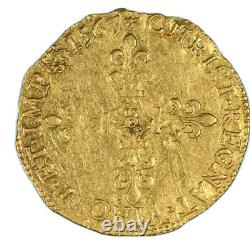 Charles IX Half Gold Crown with Sun 1567 Rouen Very Rare