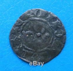 Charles VII Very Rare Denier Tournaments 3rd Type, La Rochelle Or Limoges Dy 491