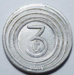 China – French Trading Post, Shanghai, very rare 3-cent token, C.G.O. (bus facing left)