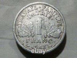 Cira (107) (1) 1 Franc French State 1943 (heavy) Very Rare! Quality Tb