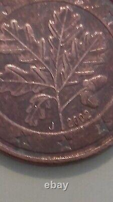 Coin 5 CENT 2002 Germany letter J, oak leaf, very rare