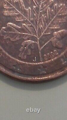 Coin 5 CENT 2002 Germany letter J, oak leaf, very rare