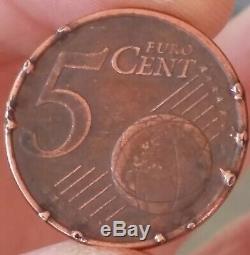 Coin 5 Euro Cents Fautée Surplus Metal Very Rare If Not Unique