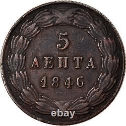 Coin, Greece, Othon, 5 Lepta, 1846, Athens, Very rare, VF+, Copper, KM24