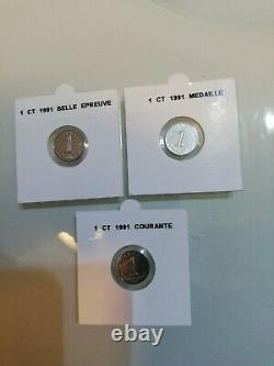Coins The 3 Very Rare 1 Centime 1991 Epi