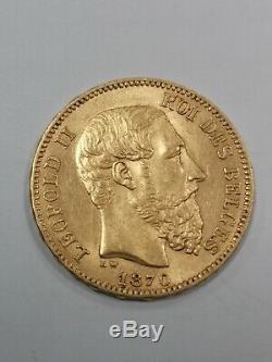 Currency, Belgium, Leopold Ii, 20 Francs, Frank 20, 1870 Sup, However Rare