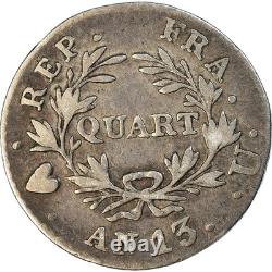 Currency, France, Napoleon I, 1/4 Franc, Year 13, Turin, Very rare, TTB, Silver