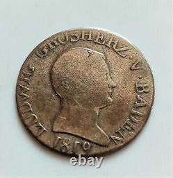 Currency, German States, Baden, Ludwig 6 Kreuzer, 1819 Very Rare (b16 09)