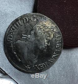 Ecu With Long Wick Louis XIV 1659 L Bayonne / France Very Rare Silver
