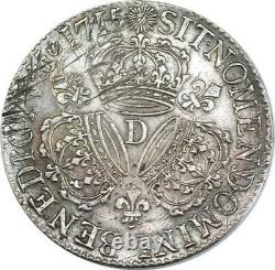 Ee0027 Very Rare Ecu 3 Crowns Louis XIV 1715 D Lyon Silver Ttb+/sup
