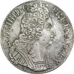 Ee0027 Very Rare Ecu 3 Crowns Louis XIV 1715 D Lyon Silver Ttb+/sup
