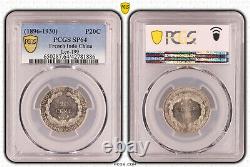 Enfrch Indo-china 20 Cent Test Pcgs Sp64 Double Reverse Stripe Very Rare