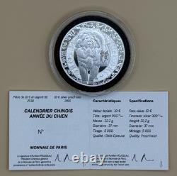 FRANCE 10 Euros Very Rare 2018 Chinese Calendar Year of the Dog BE Proof