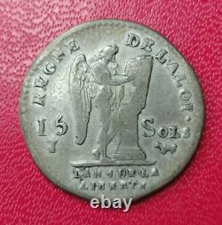 FRANCE, 15 sols franc coin 1792 / AN 4 Pau SILVER (very very rare)