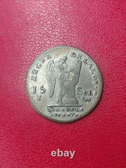 FRANCE, 15 sols franc coin 1792 / AN 4 Pau SILVER (very very rare)