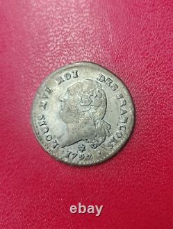 FRANCE, 15 sols franc coin 1792 / AN 4 Pau SILVER (very very rare)