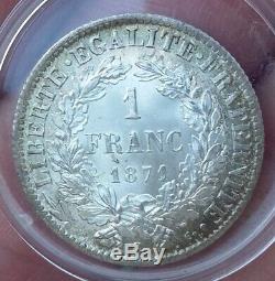 France- 1 Franc Currency Silver Type Ceres 1871 K Bordeaux Very Rare In The State