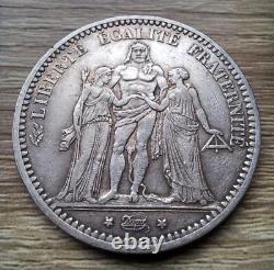 France 5 Francs Hercules Silver Coin, Third Republic 1871 A Paris Very Rare