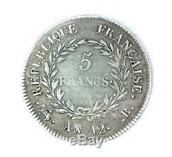 France Consulate Bonaparte 5 Francs Year 12 B Rouen Very Rare 34557 Ex