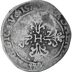 France, Henri III, 1/4 Franc with clipped edge, 1577, Rouen, Very rare, B+, Silver