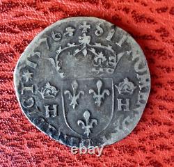 France Henry III Very Rare Teston 1576 H La Rochelle R2