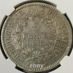 France Iii° Republic 5 Francs Hercules 1875 Small A Silver Very Rare R2 Tb