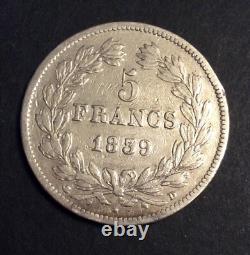 France Louis Philippe Very Nice 5 Francs 1839 D – Scarcer Date