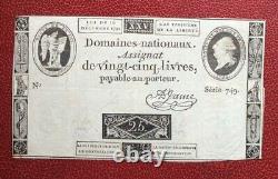 France Louis XVI Very Rare 25 Livres Assignat from 16-12-1791 - R2