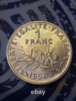 France Piedfort 1 Franc Sower 1990 Very Rare Uncirculated