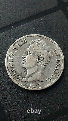 France Royal Currency Very Rare Ecu Of 5 Francs. 1828 I. Charles X. Silver