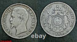 France! Tres Rare Ecu Of 5 Francs Napoléon III Barehead, 1858 A, Paris, In Tb