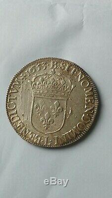 France. Very Rare And Beautiful Crown In The Long Wick Louis XIV 1653 L Silver