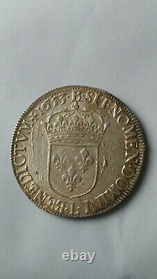 France. Very Rare And Beautiful Shield With Long Wick Louis XIV 1653 L In Silver