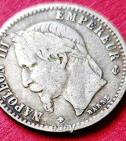 France very rare variety 50 cents 1868 BB Strasbourg Napoleon III LR2