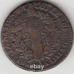 French Revolution Coin 2 Sols 1792. AA. Year 4 (Very Rare)