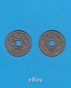 French State 20 Centimes 1941 Test Type Iron Very Rare