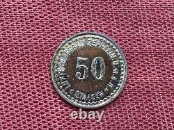 GERMANY VERY RARE 50 pf COIN AVIATION AIRSHIP BUILDING ZEPPELIN GmbH BER