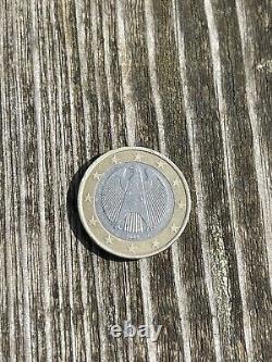 German 1 euro coin from 2002 with a very rare Federal Eagle design