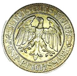 Germany Rare 1929 J Funf Reichsmark Republic Of Weimar Oak Remarkable Corner