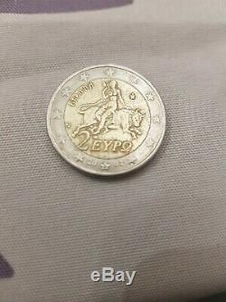 Greece 2002 Piece 2 Euros Very Rare. Struck In Finland With The Mention S