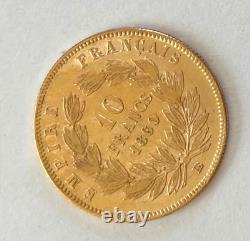 Half NAPOLEON III Or 10 Francs Coin 1860 BB. UNC very rare Coin collection